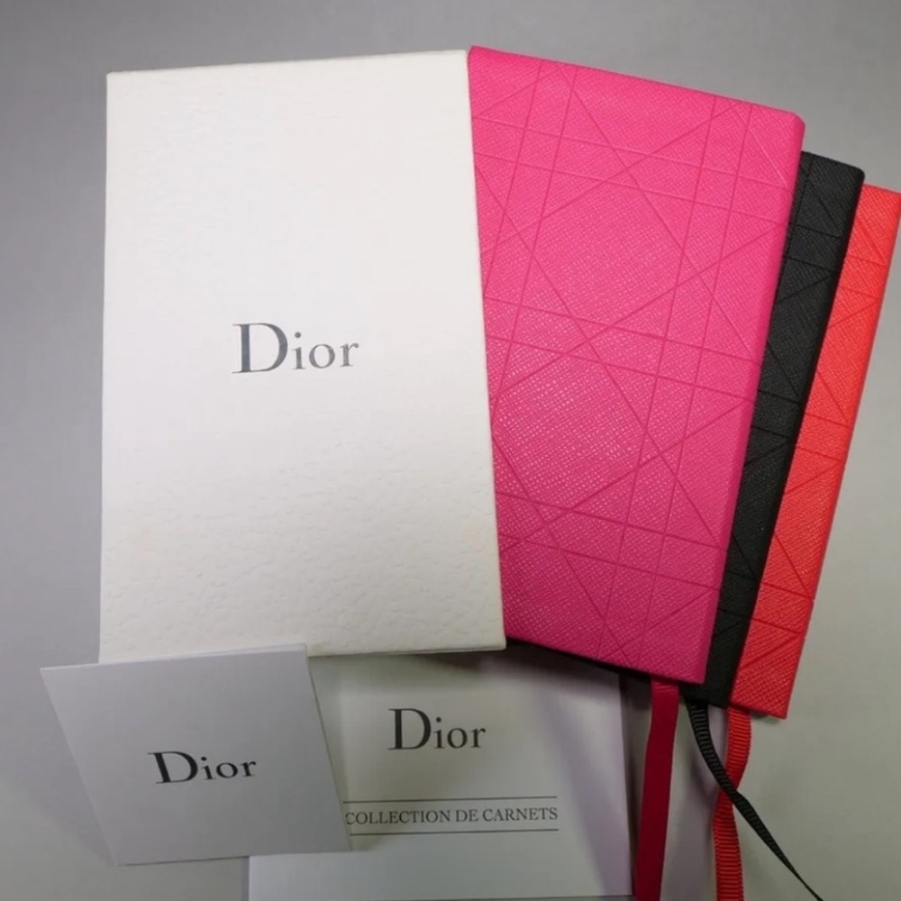 NWT DIOR LEATHER CANAGE(GWP)💗Notebook Set in Pink, Black, and Red💗💗💗